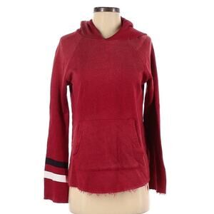 Sundry Hoodie Red Bell Sleeve Raw‎ Hem Pullover Sweatshirt Women's 0 (XS)